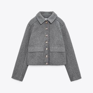 NWT Zara gray soft jacket with gold buttons - Size M
